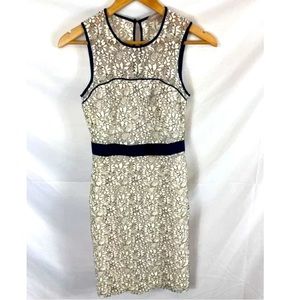 Lace dress, Banana Republic, black and white floral size 4 petite